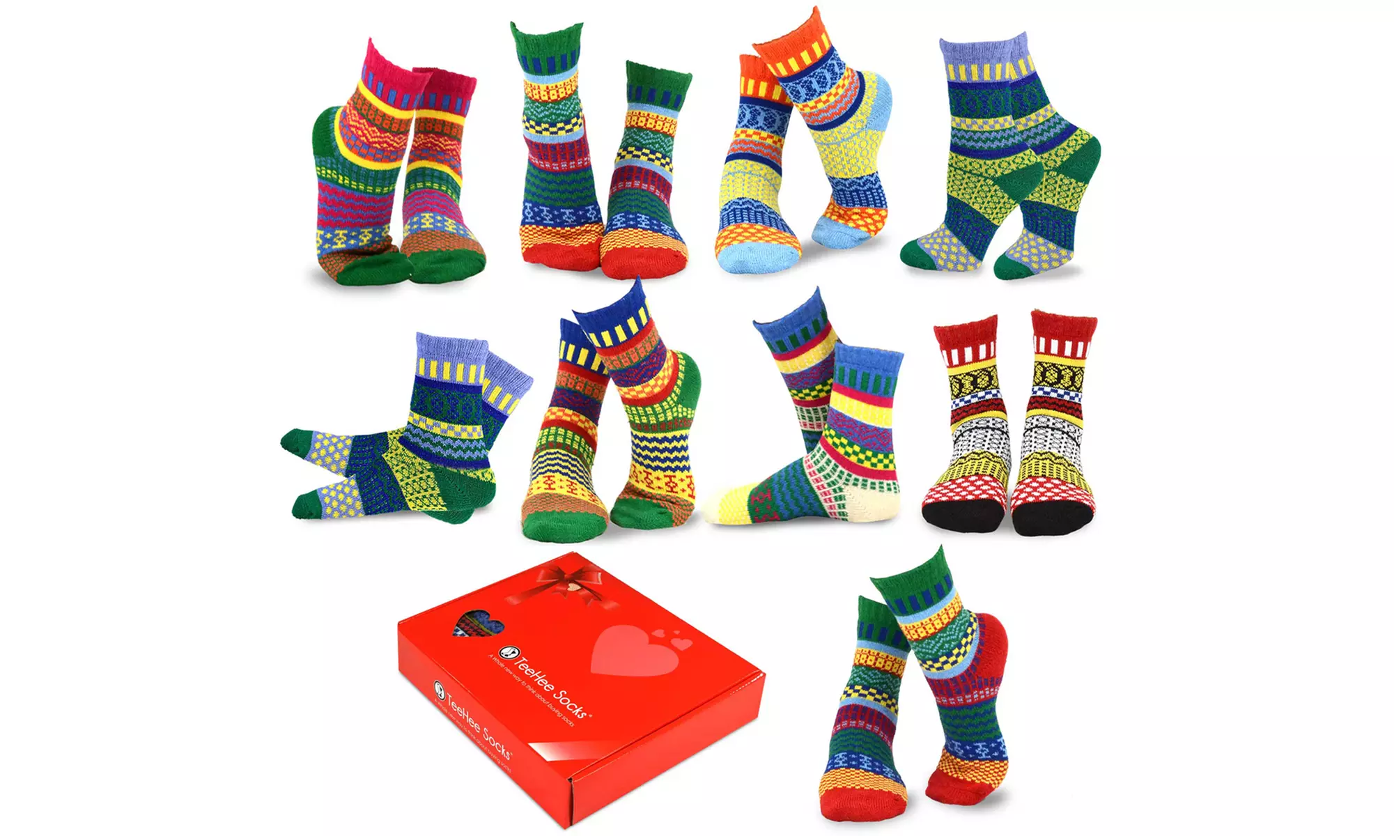TeeHee Women's Winter Crew Fun Socks (9 Pairs) with Gift Box - Primary Image