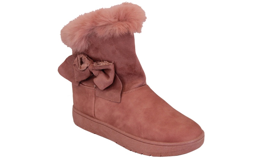 Image 16: Bow Back Faux Fur Snow Boots