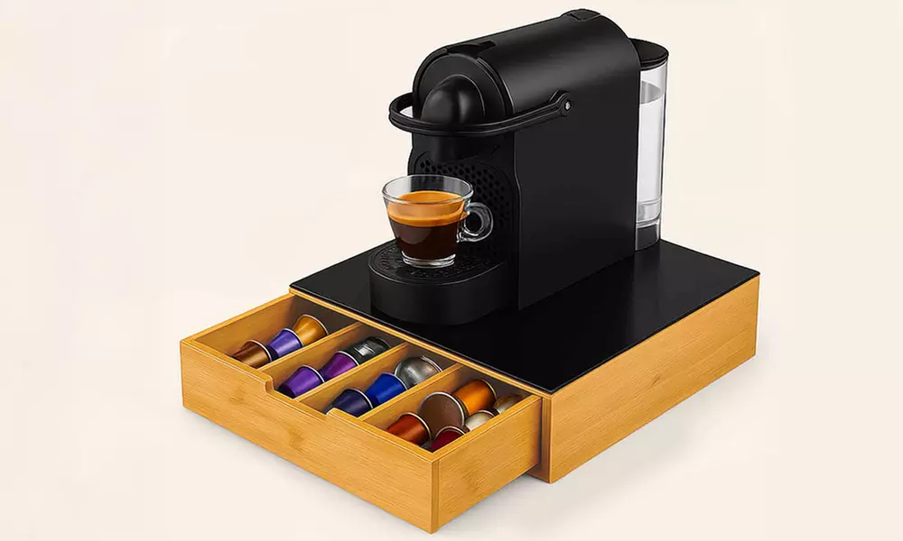 Kapsel-Organizer aus Bambus mit 4 Fächern