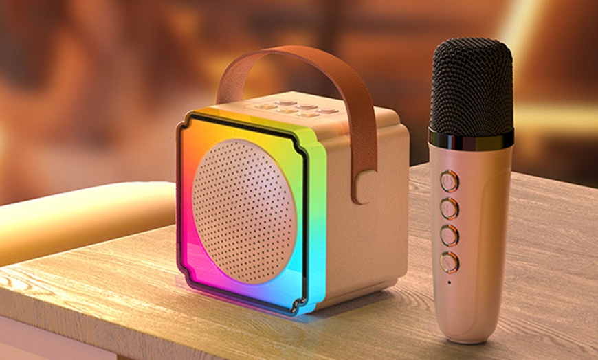 Image 1: Mini karaoke-set met 2 microfoons en speaker