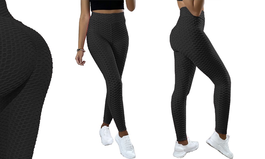 Image 3: Honeycomb Textured High Waist Leggings