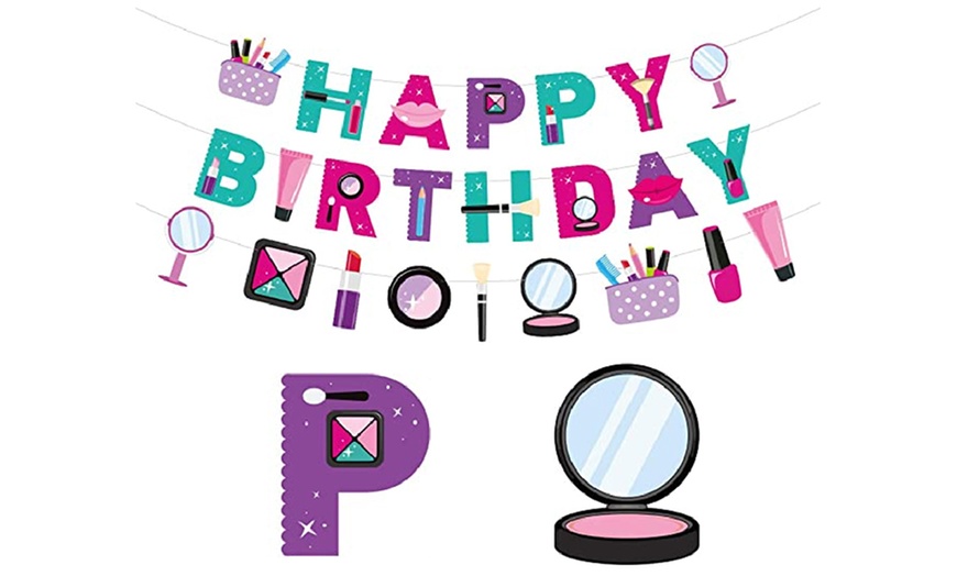 Image 3: Make-Up-Themed Birthday Decoration Set