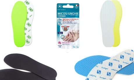 Solette disponibili in 3 modelli e crema Setablu per il trattamento della micosi e funghi dei piedi