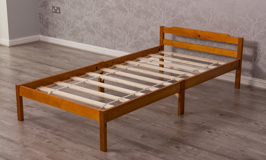 Image 2: Pine Wood Bed Frame