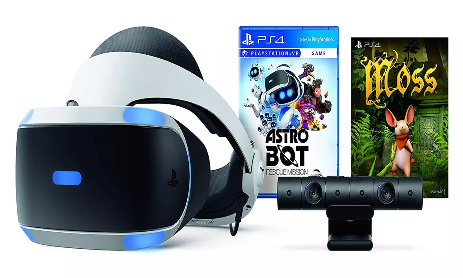 Sony PlayStation VR Bundle with "Astro Bot Rescue Mission" and "Moss" - Primary Image