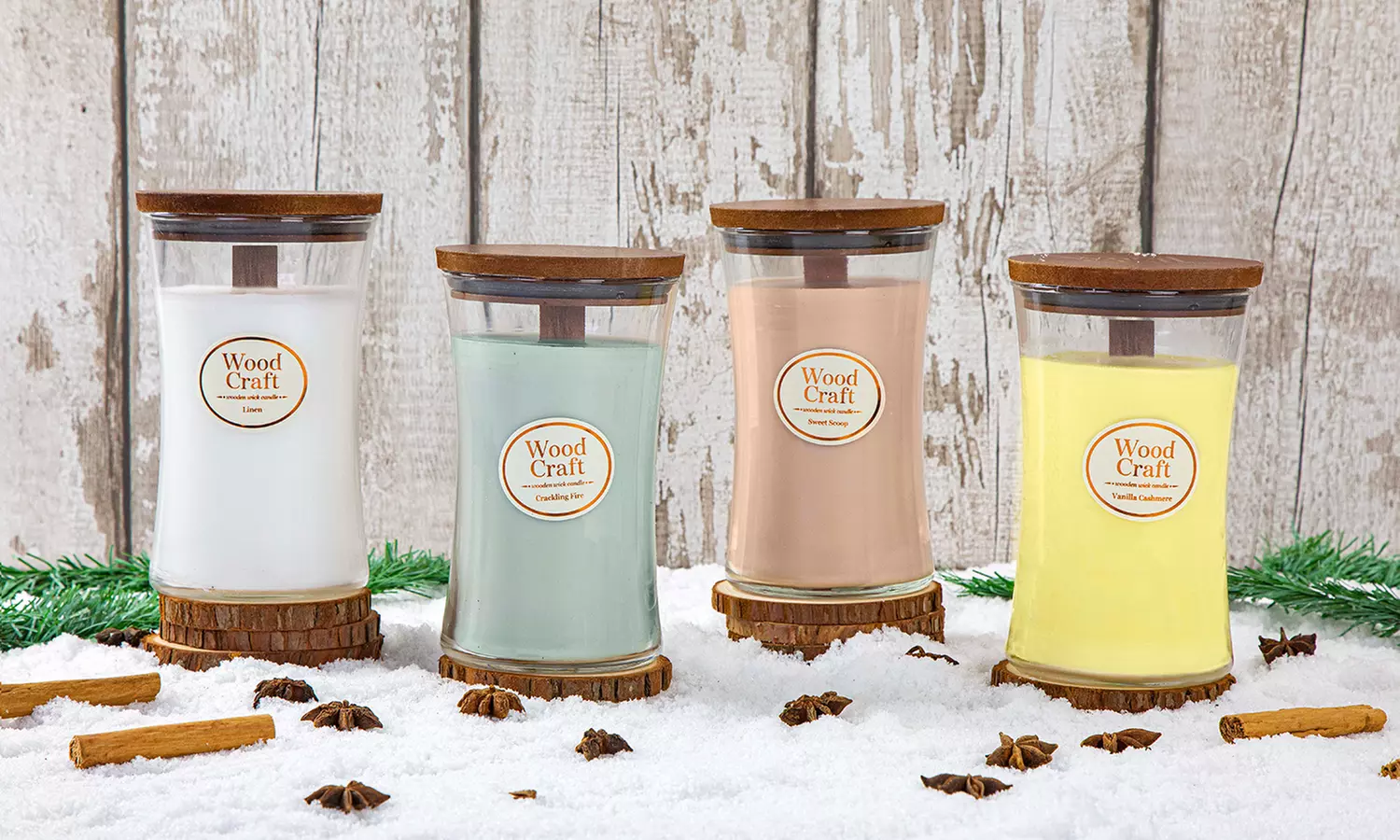 Quatre bougies Sablier avec couvercle en bois de la marque Woodcraft - Primary Image