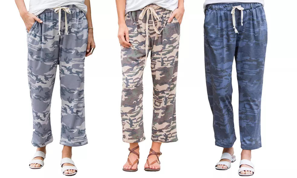 Women's Camo Drawstring Cotton Pants - Primary Image