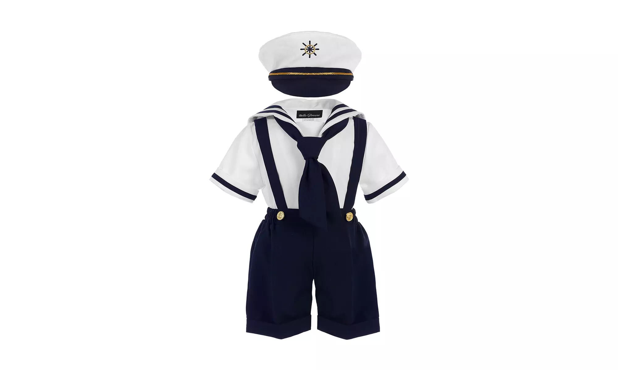 Bello Giovane Boys' & Girls' Sailor Dress, Gallus Trousers with Hat - Second Medium