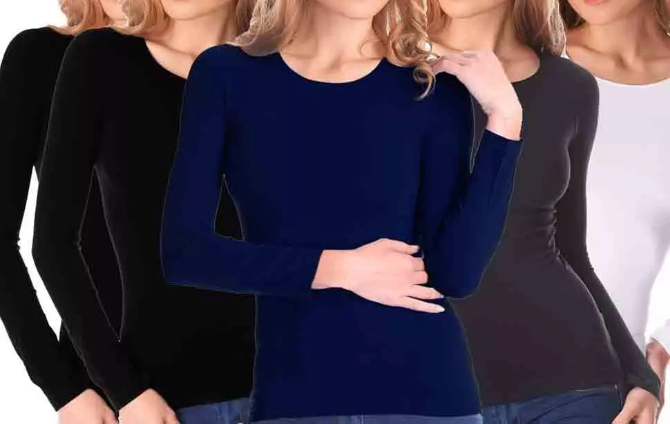 1 tot 6 shirts met lange mouwen en fleece voering