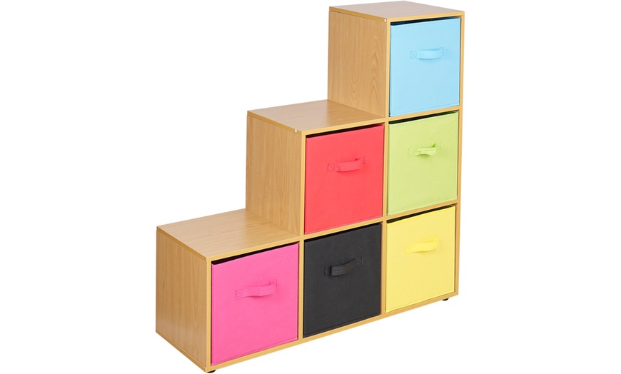 Image 3: Six-Cube Step Storage Shelf Unit