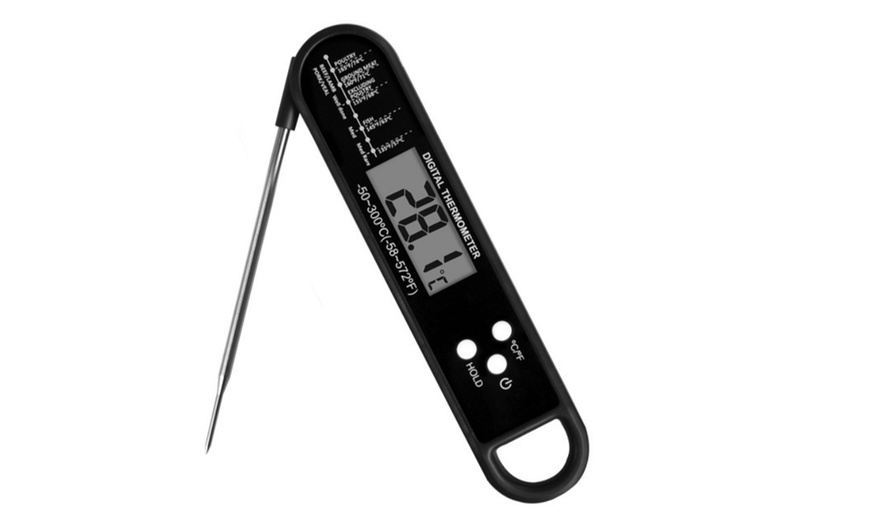 Image 4: Folding Food Thermometer - Instant Read, Digital, Stainless Steel Probe (-50-300°C)