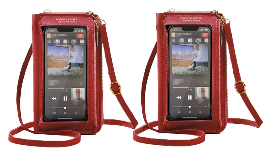 Image 8: Waterproof Crossbody Phone Bag with USB Charger Port