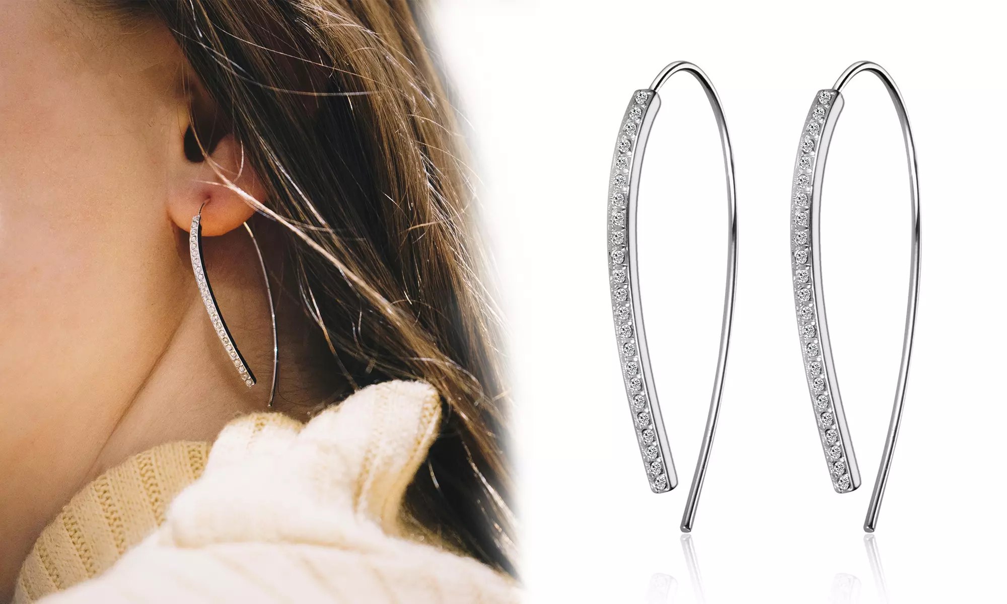 Boucles d'oreilles Thread de la marque Philip Jones ornées de cristaux Zircondia® - Primary Image