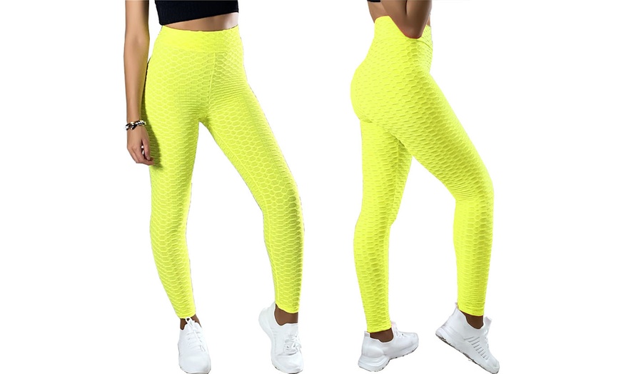 Image 2: Honeycomb Textured High Waist Leggings