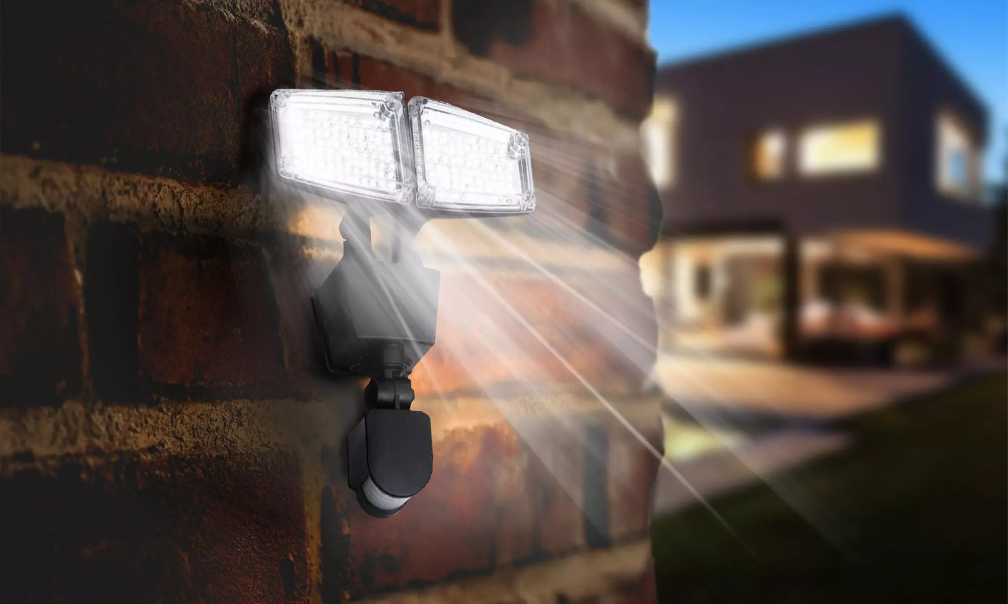 1, 2 ou 4 projecteurs 2 têtes à détection solaire puissant 1200 lumens - Primary Image