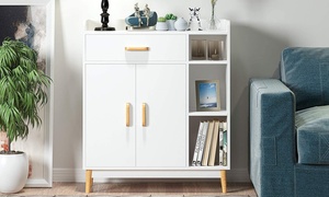 Wooden White Scandinavian Shoe Storage Side Cabinet