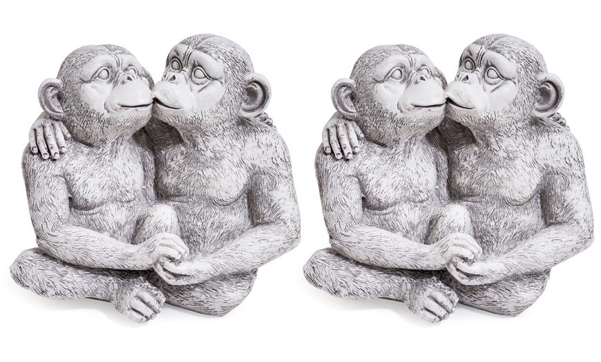 Image 7: One or Two Kissing Chimps Garden Statues
