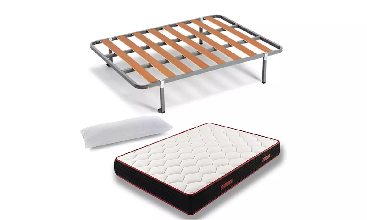 Colchón viscoelástico Memory Fresh con somier con patas y almohada - Primary Image