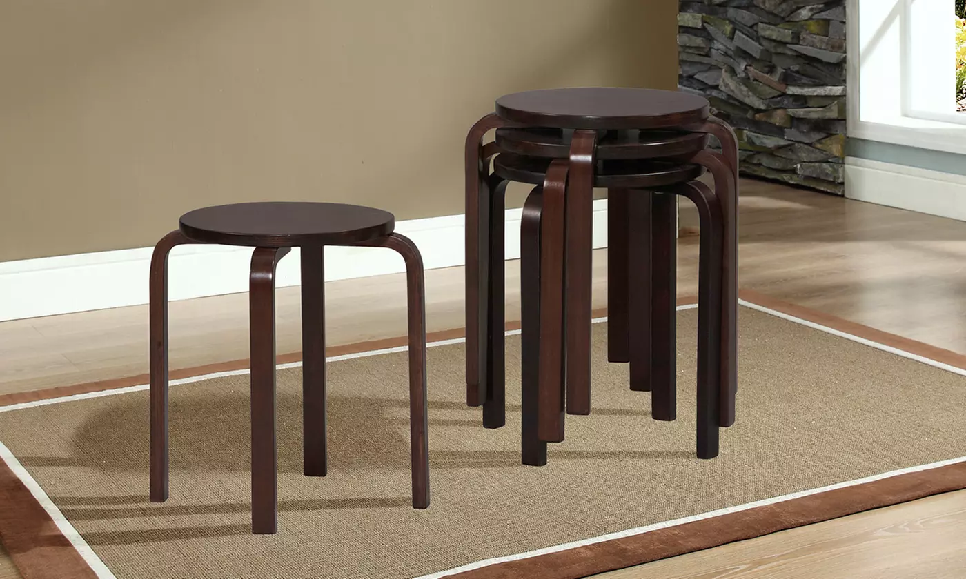 Bentwood Stacking Stools (4pc) | Groupon Goods