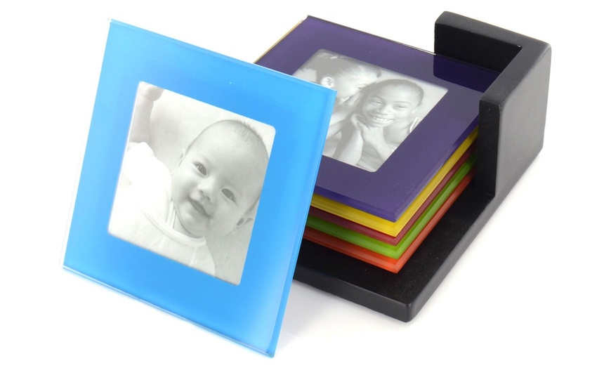 Image 1: Coloured Glass Photo Coasters