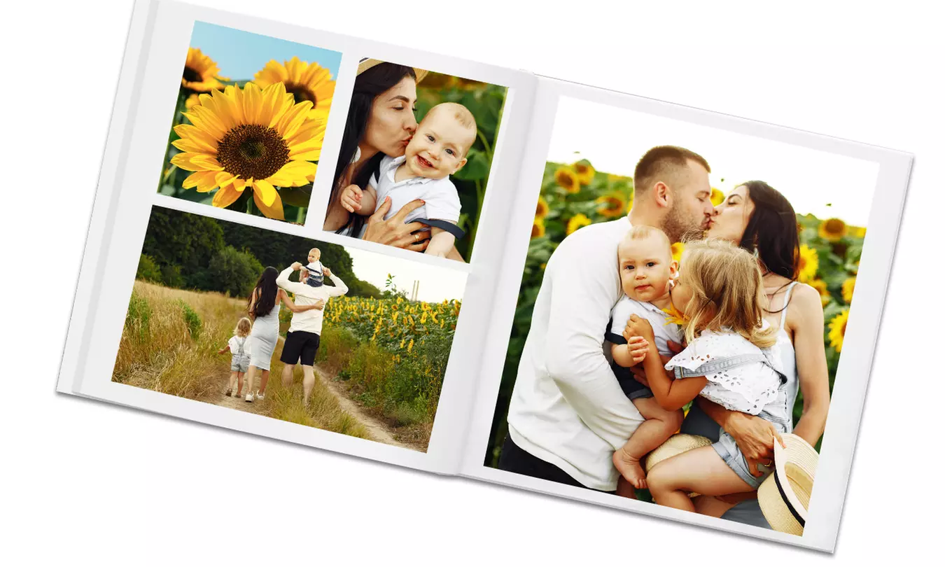 Quadratisches Hardcover-Fotoalbum 30 x 30 cm mit bis zu 144 Seiten