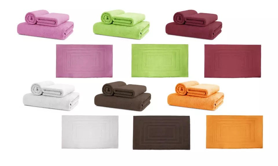 Set 3 salviette e tappeto Sophie in 100% cotone