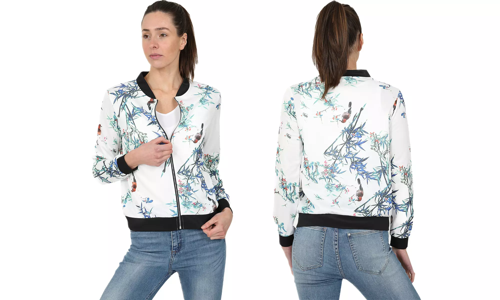 Veste bomber Blu Apparel pour femme avec motif floral - Primary Image