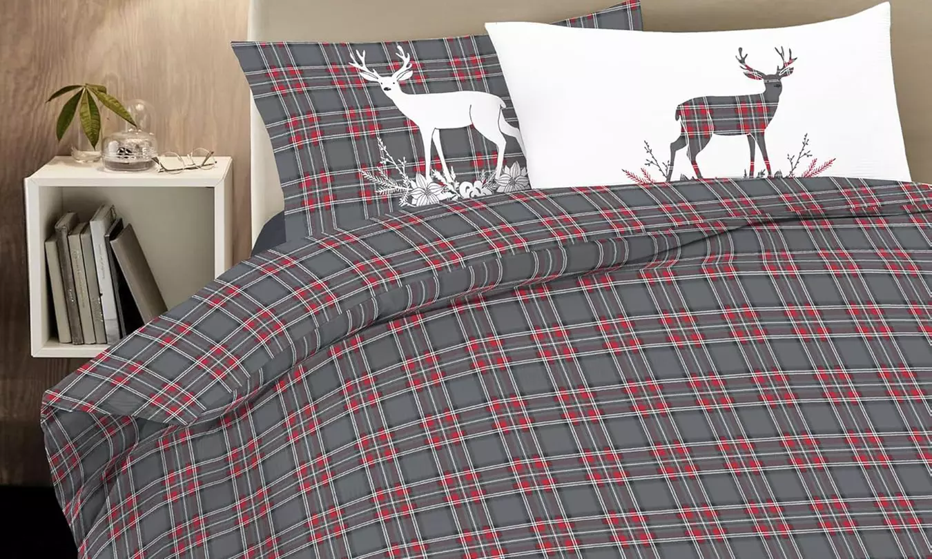 Funda nórdica de algodón con estampado de tartán