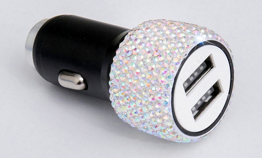 Image 3: Diamond Car Charger with Three-in-One Charging Cable