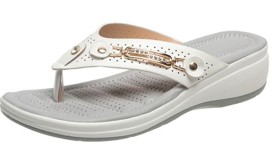 Image 8: Jewelled Soft Arch Orthopaedic Women Sandals