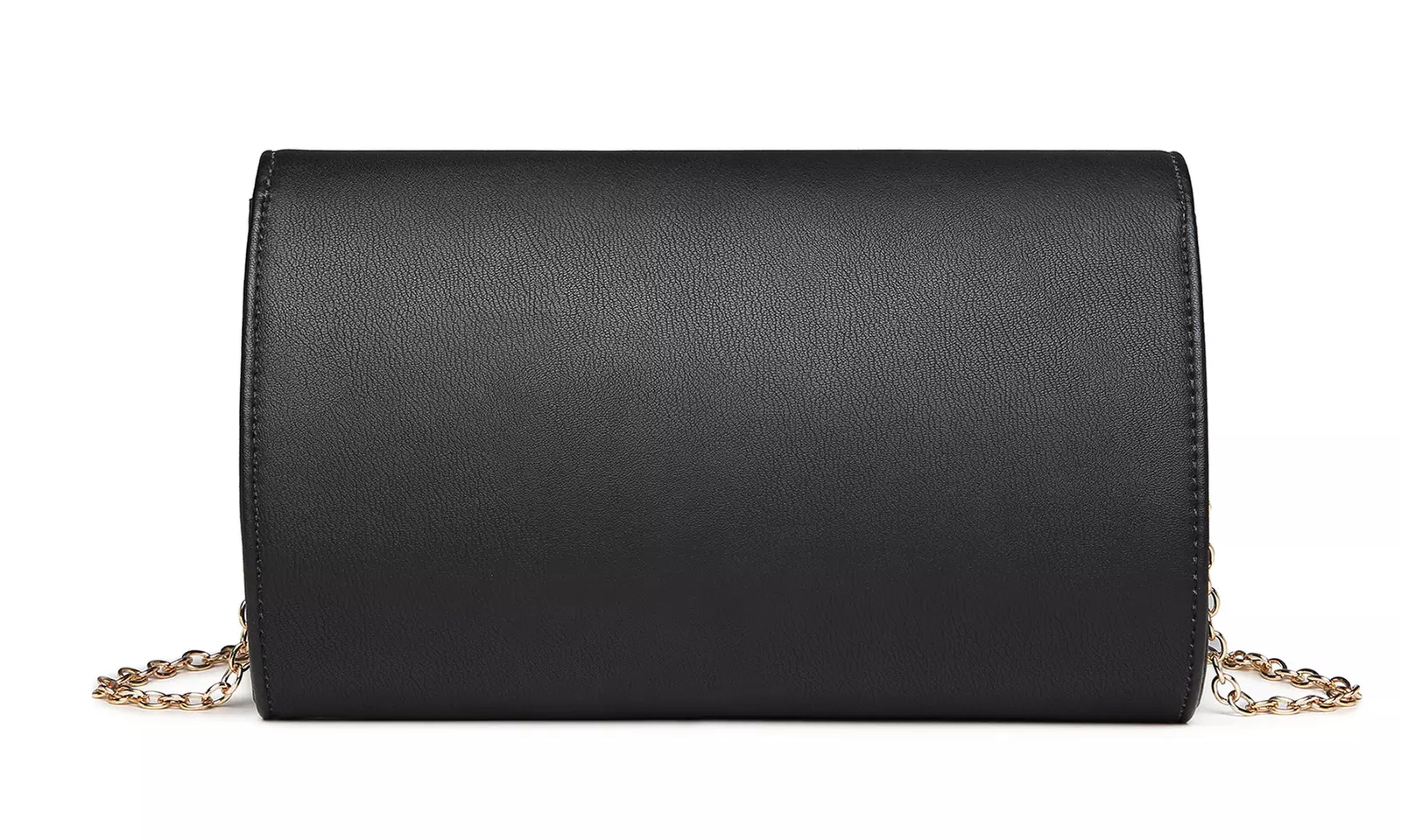 Miss Lulu Vegan Envelope Clutch Bag With Long Gold Chain Strap