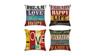 Four Mediterranean-Style Letter Cushion Covers