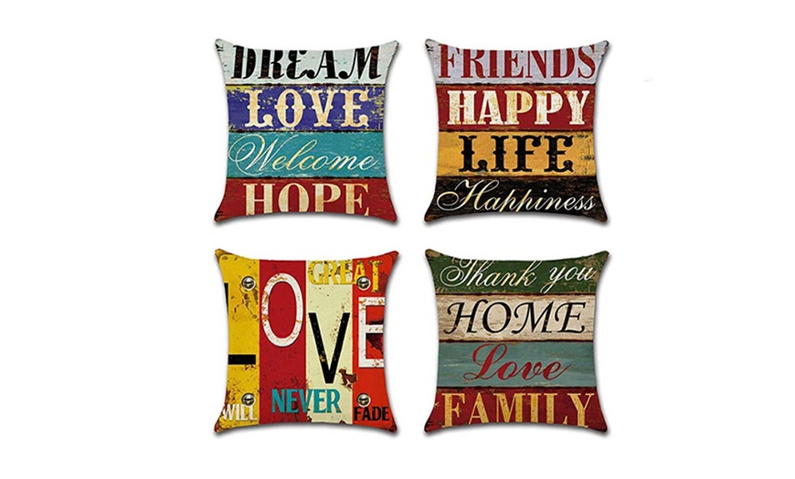 Image 1: Four Mediterranean-Style Letter Cushion Covers