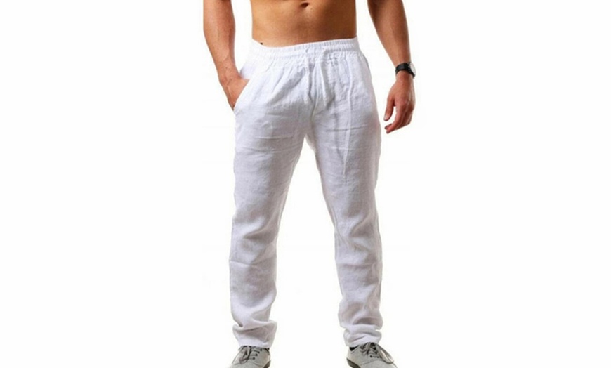 Image 6: Pantalon en coton et lin, style décontracté