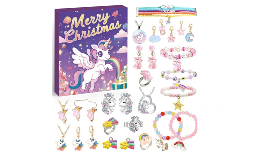 Image 1: Christmas Unicorn Jewelry Advent Calendar