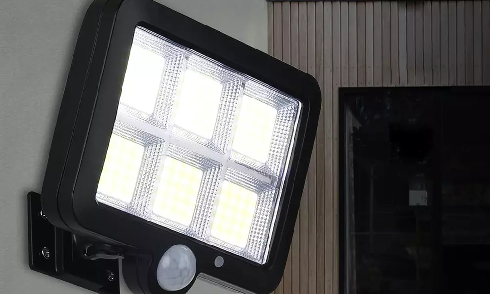 Lámpara de pared de 120 led con panel solar y sensor de movimiento