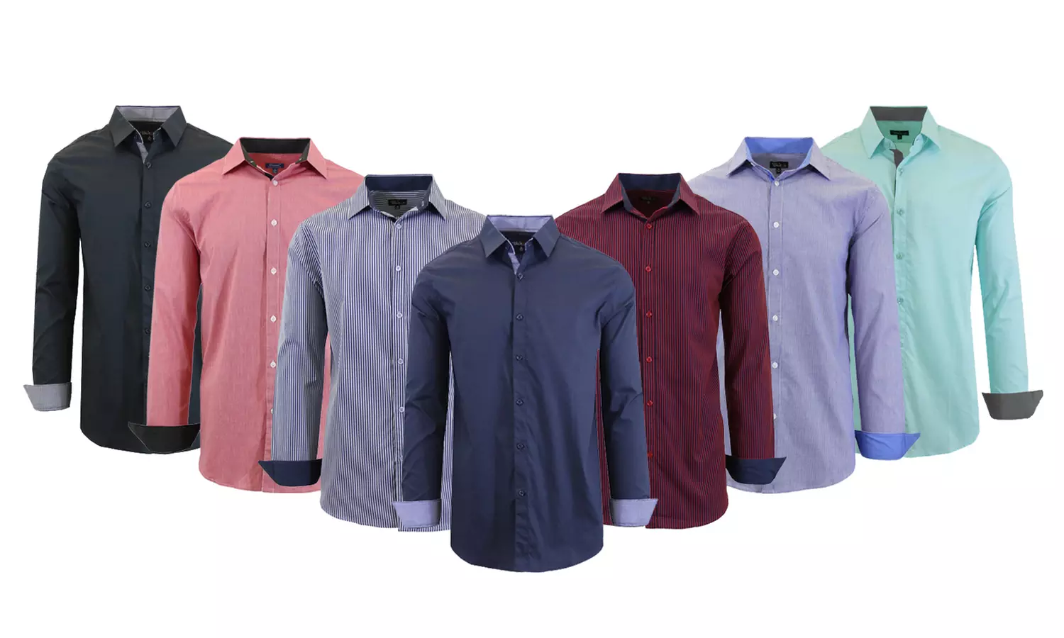 Galaxy By Harvic Men's Slim Fit Long Sleeve Solid and Pinstripe Dress Shirt - Primary Image