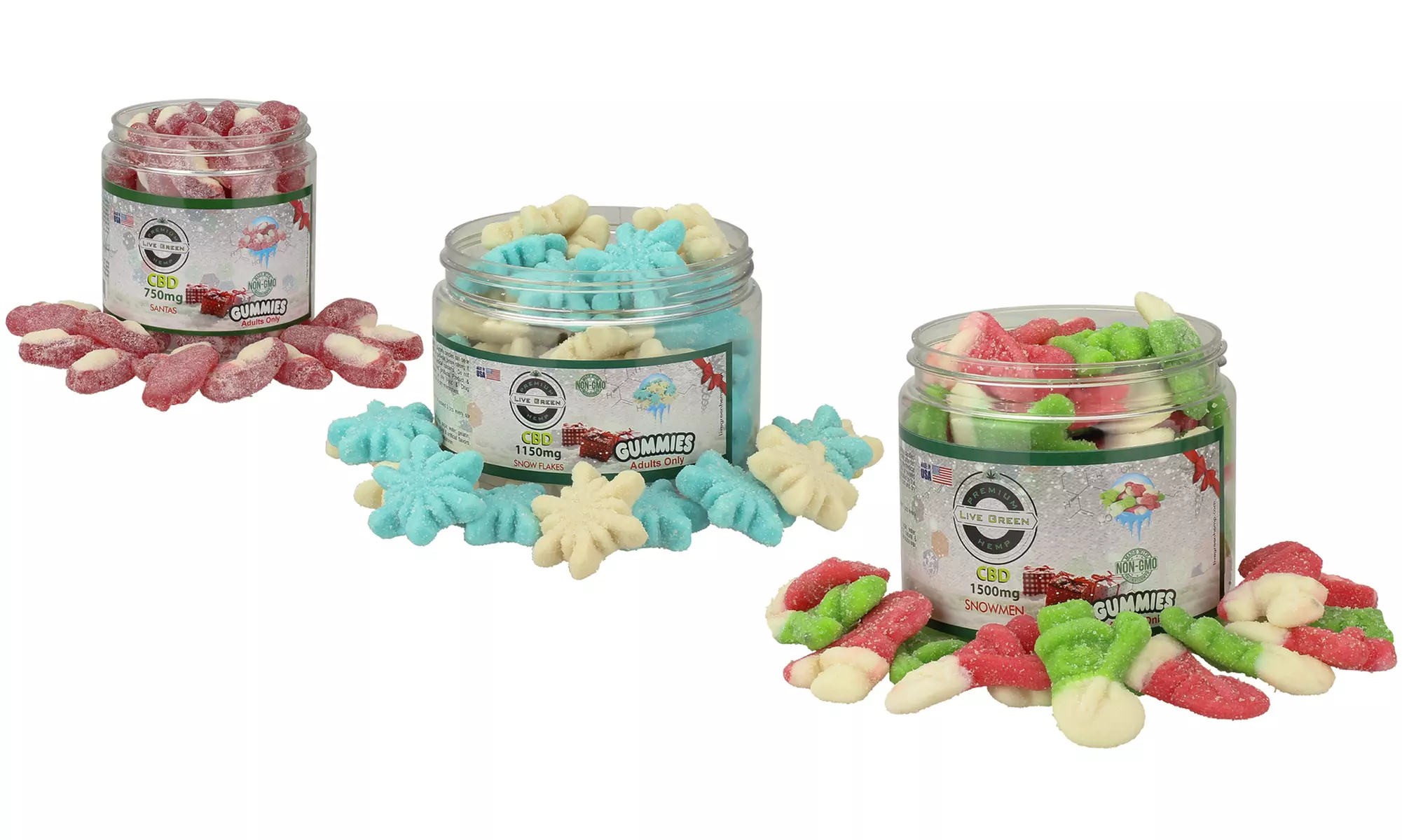 Christmas CBD Gummies (750mg, 1150mg, 1500mg) by Live Green Hemp - Primary Image