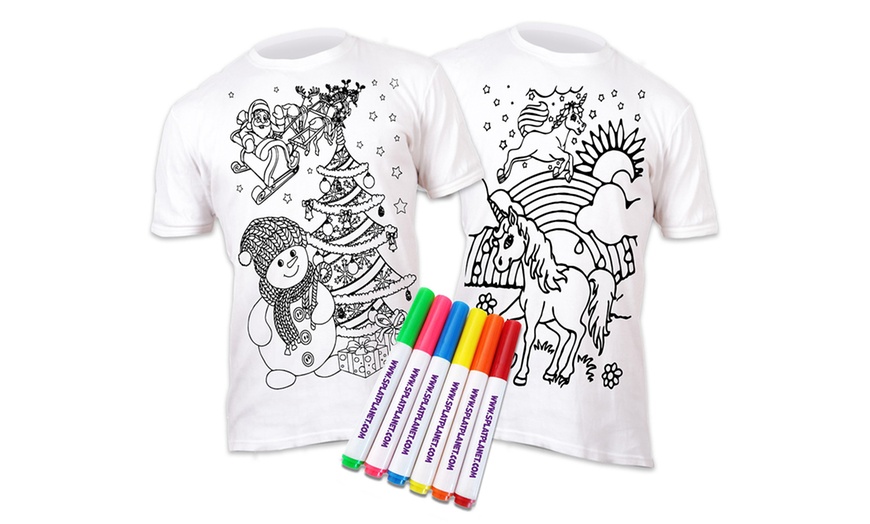 Image 4: Colour-in T-Shirts with Pens