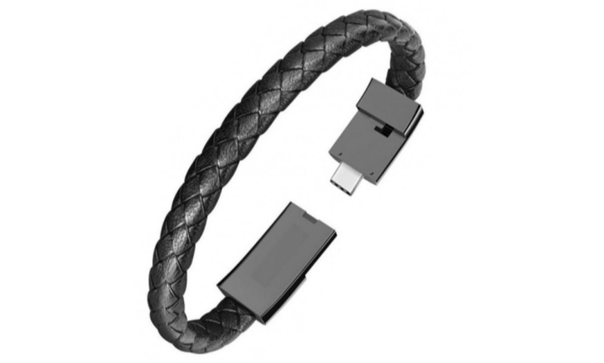 Image 6: USB Charging Leather Bracelet