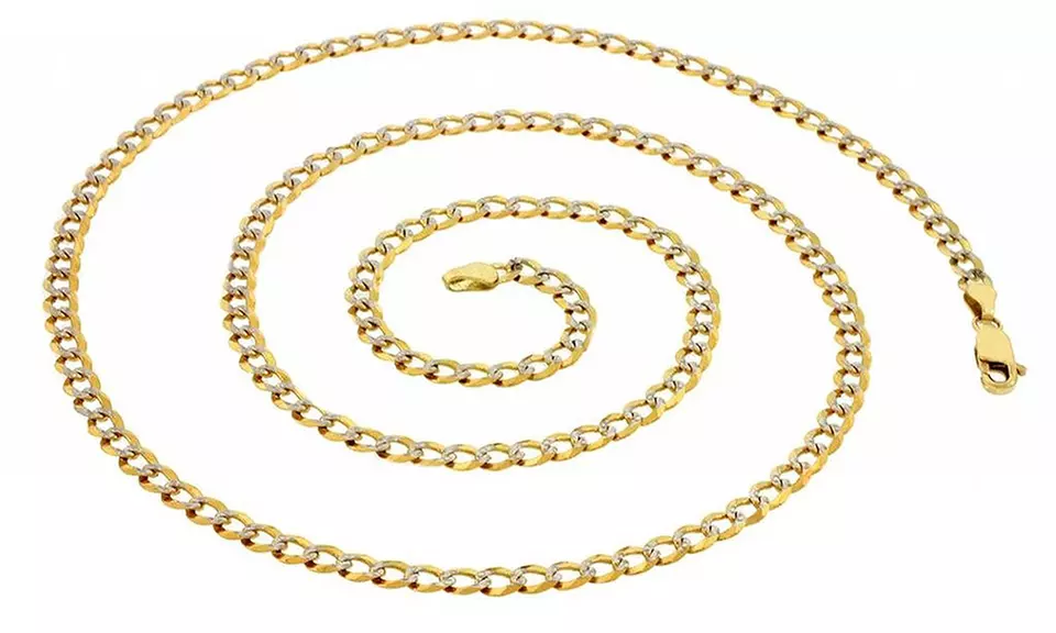 14K Solid Gold Cuban Pave Chain Necklace - Primary Image