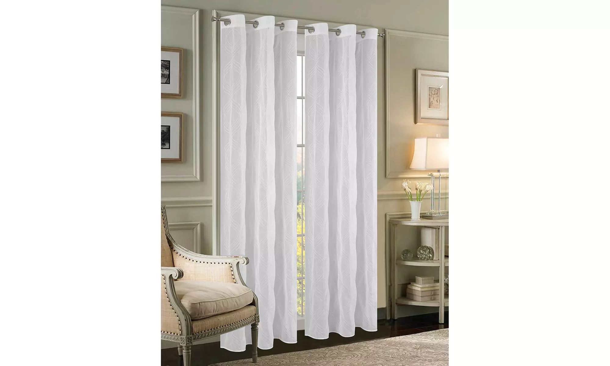 1 ou 2 rideaux en voile avec motif brodé, modèle et coloris au choix - Image 5