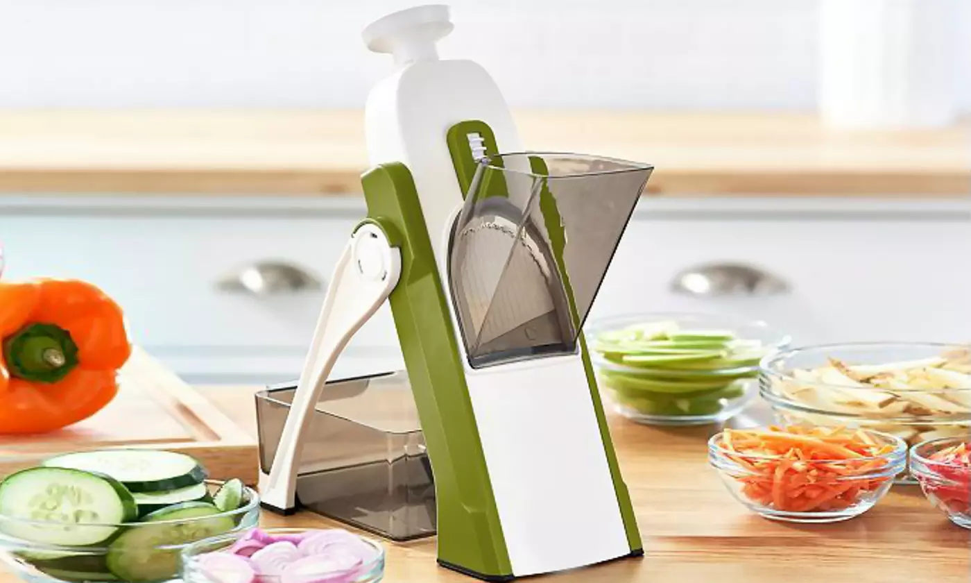 Foldable Safe Slice Upright Mandoline with Thickness Adjuster - Primary Image
