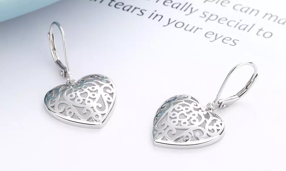 14K Rose Gold Filigree Heart Earring