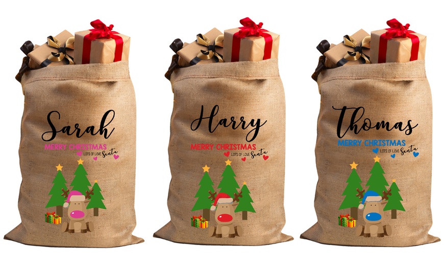 Image 5: Personalised Christmas Hessian Sack for Holiday Magic From Decomatters