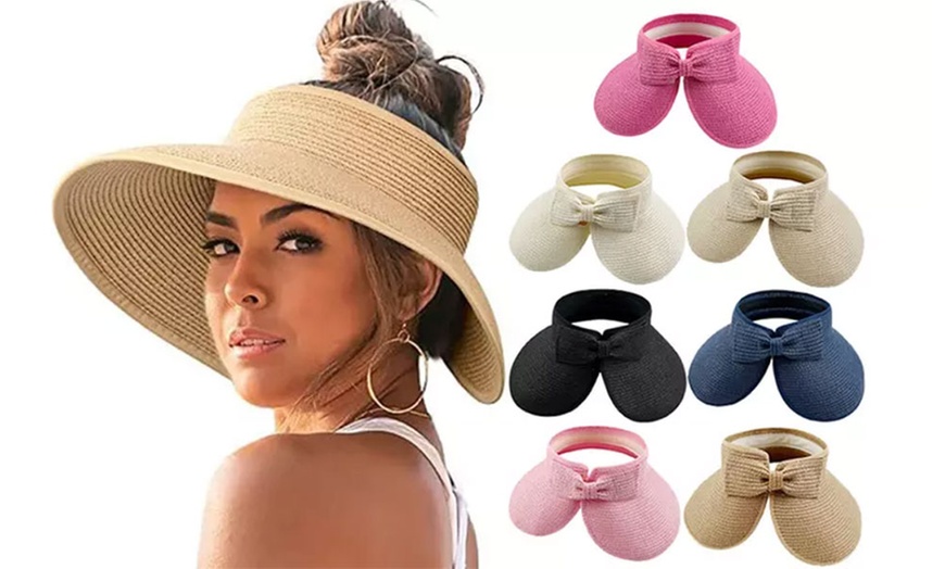 Image 1: Women's Roll-Up Sun Visor Hat