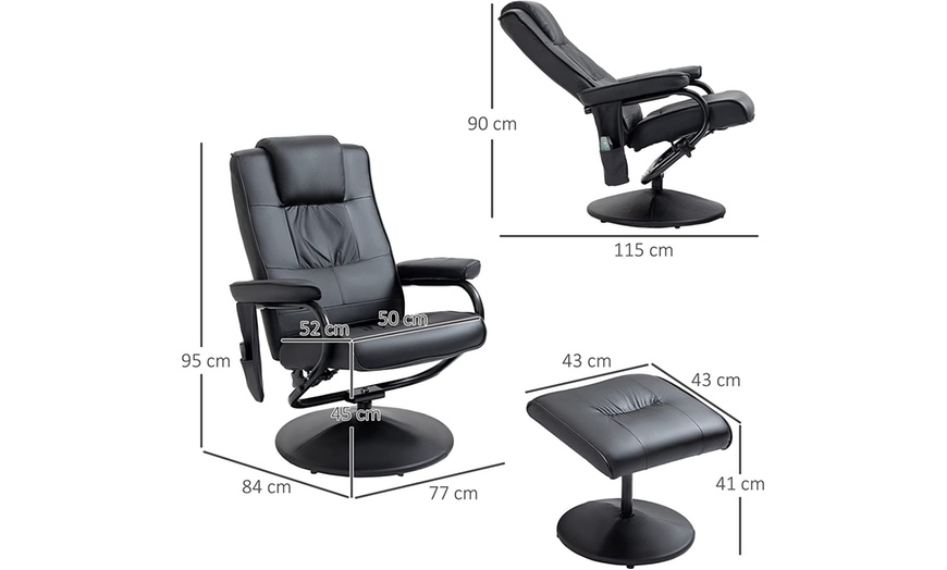 Image 12: HOMCOM Recliner Massage Chair with Footstool