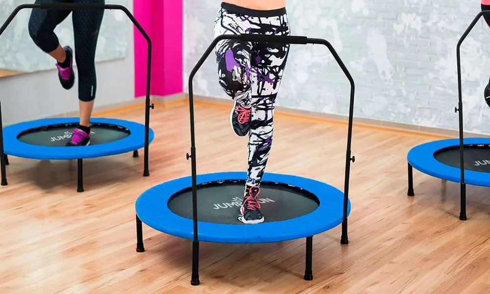 Jump4fun Mini-Fitness-Trampolin mit Doppel-Stange