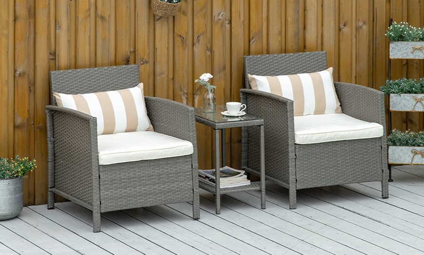 Image 9: Outsunny Rattan-Effect Bistro Furniture Set