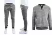 Men's Marled Tech Fleece Stretch Sweater Jacket and Joggers Set - Second Medium